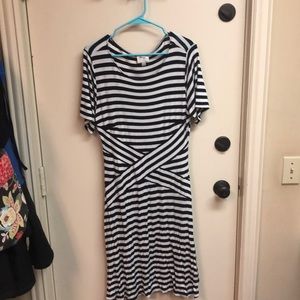 Black and white striped dress